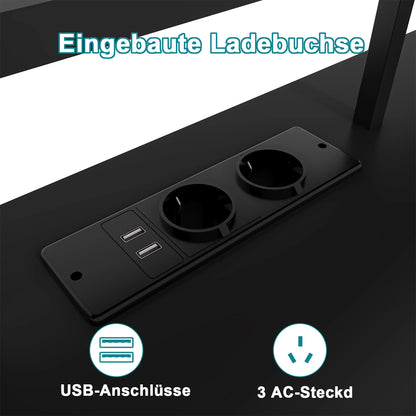 Devoko Eckschreibtisch 168×120cm, L-Schreibtisch mit Stauraum, Eckschreibtisch Schublade mit Steckdose und USB-Ladeport