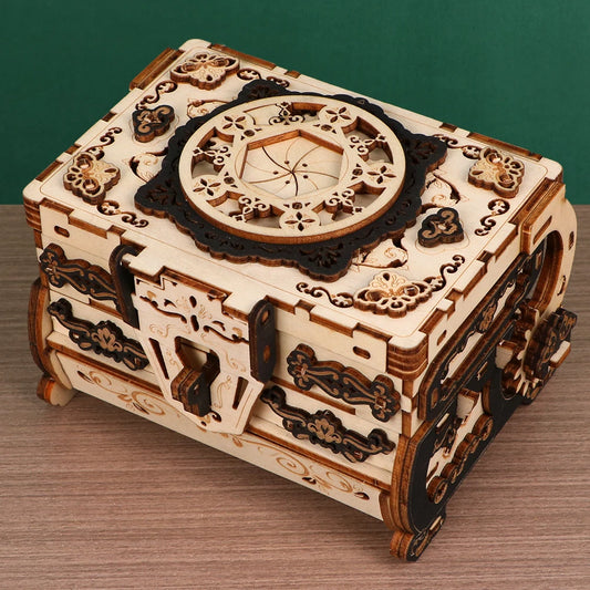 3D Wooden Puzzle Exquisitely Carved Vintage Storage Box Wooden Classic Jewelry Box Puzzle Women Birthday Gift Christmas Gift.