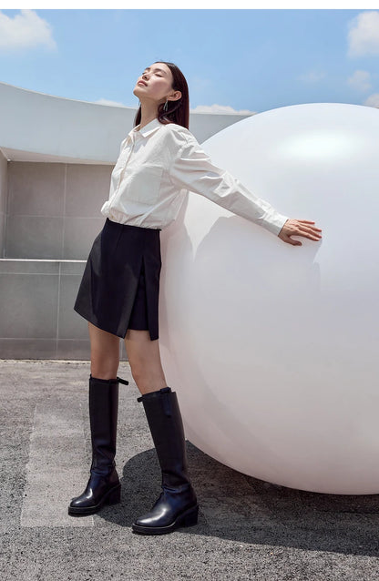 AMII Minimalism Casual Shorts Skirts Women High Rase 2024 Autumn New Fashion Commuter Lady Straight Blazer A-Line Skirt 12343035