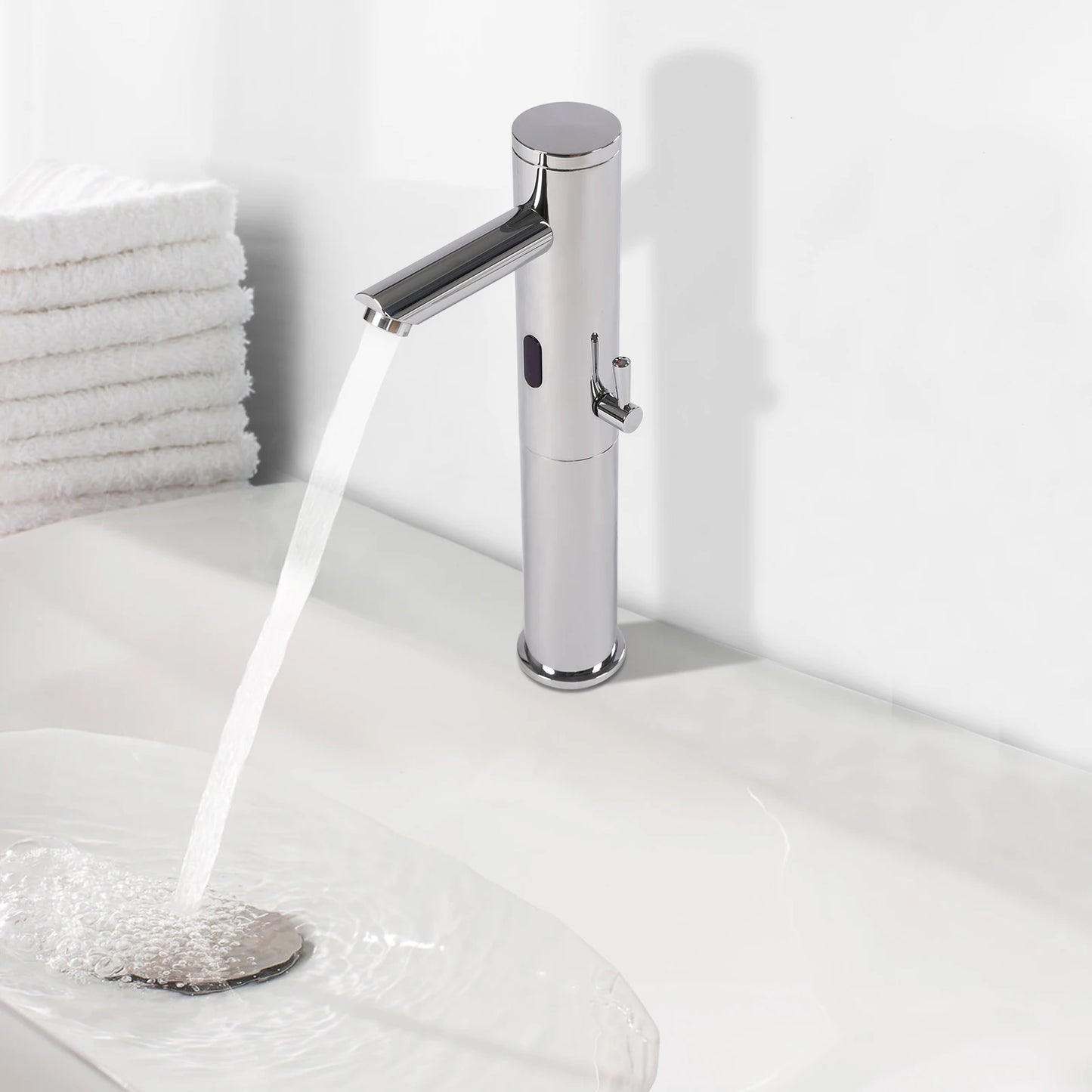 Basin Electronic Automatic Sensor Touchless Bathroom Sink Faucet, Motion Activated Hands-Free Vessel Sink Tap