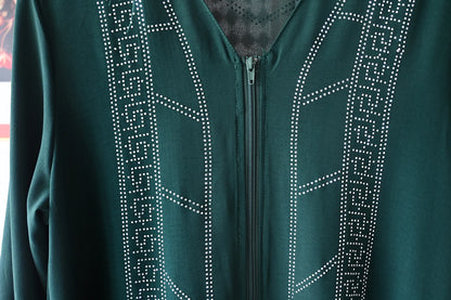 New Women Elegant Dress Chiffon Open Abaya with Zipper Muslim Women Dress Islamic Clothing Cardigan Abaya Women Muslim Dress