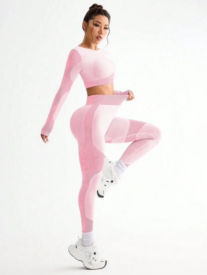 2pcs Hot-selling New Sports Tight Running Breathable Seamless Yoga Suit Women's Outdoor Fitness Suit Women's.