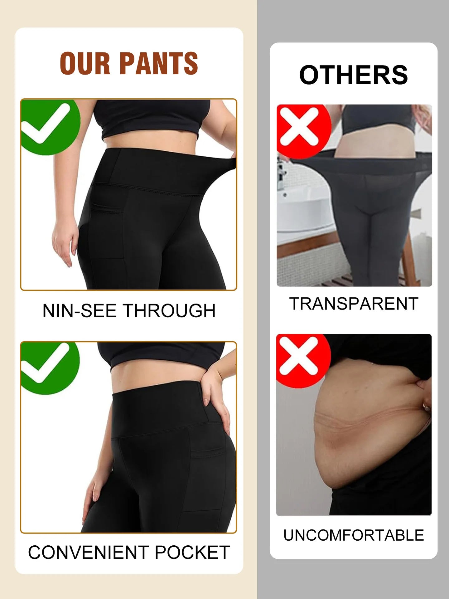 Women's High-Waisted Yoga Pants Plus Size Butt-Lifting Workout Leggings with Pockets Elastic Activewear for Gym & Running.