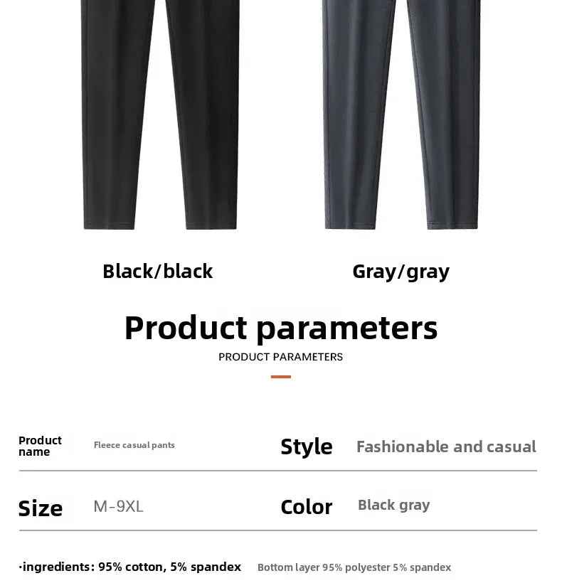 Men's Plus Size Pants Thickened Fleece Lined Thickened Autumn Winter Casual Trousers Loose Warm Outerwear Cold Proof Clothing.