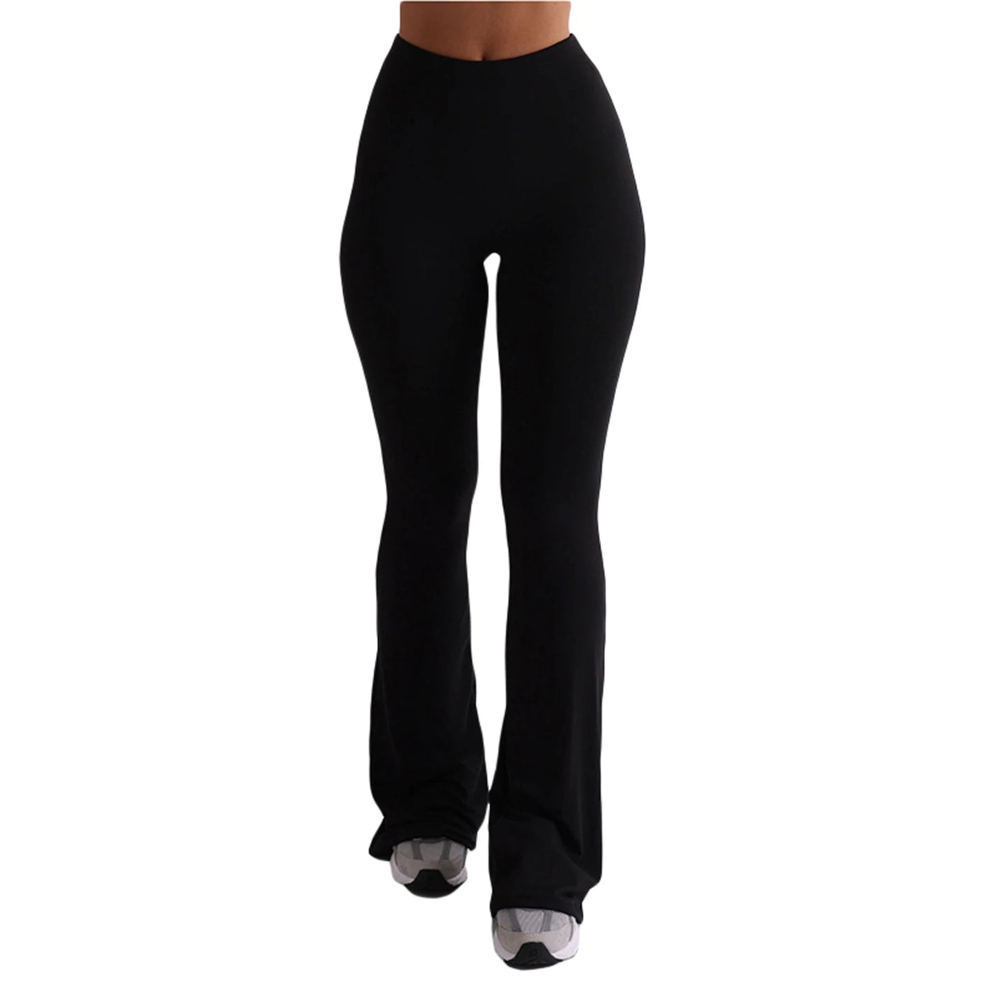 Frauen Casual Solide Farben Hohe Taille Schlaghosen Trendy Bootcut Hose Ausgestellte Leggings Hosen für Streetwear