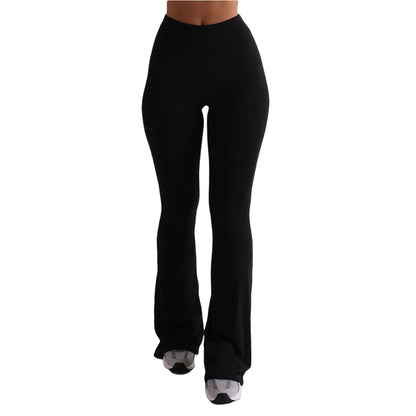 Frauen Casual Solide Farben Hohe Taille Schlaghosen Trendy Bootcut Hose Ausgestellte Leggings Hosen für Streetwear