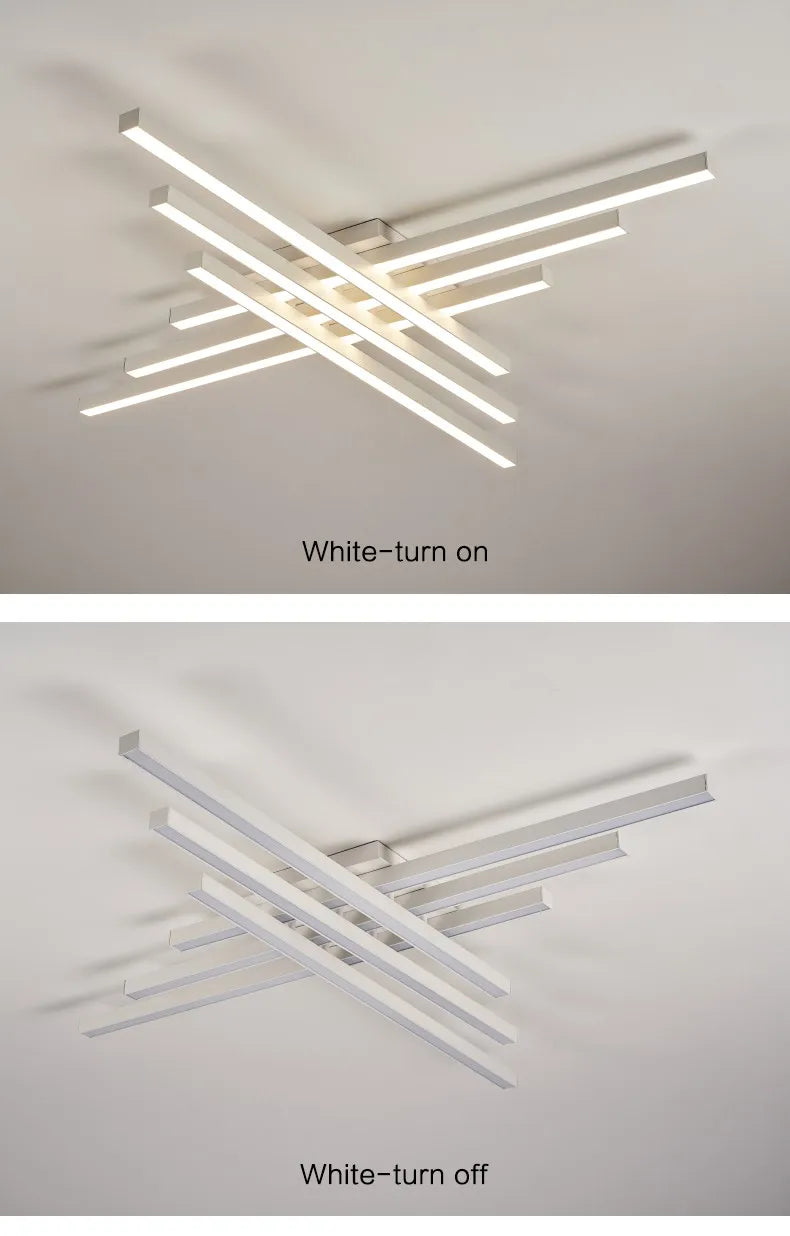 Schwarz Kronleuchter quadratische Schlafzimmer Lampen Wohnzimmer Lampe LED Deckenleuchte Nordic minimalistische kreative LED Deckenleuchte Streifen Lichter