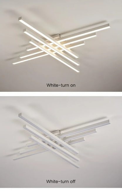 Schwarz Kronleuchter quadratische Schlafzimmer Lampen Wohnzimmer Lampe LED Deckenleuchte Nordic minimalistische kreative LED Deckenleuchte Streifen Lichter