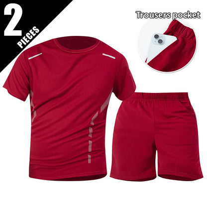1/2/4 Piece Men's Quick Drying Sports Suit Casual Breathable Short Sleeved T-shirt Pocket Versatile Shorts For Teenagers To Wear