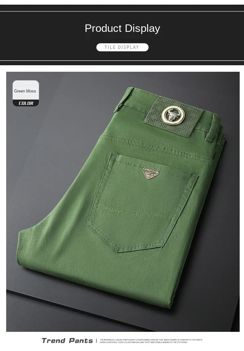 Seven-Color Stretch Jean Men's Trendy Wild Simple 97% Cotton High-End Slim-Fitting Small Straight Casual Men's Clothing Trousers.