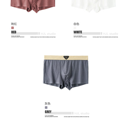 3 Teile/paket 100% Baumwolle Solide Stricken Gestreiften männer Höschen Super Weiche Hygroskopischen Atmungsaktive Boxer Hohe Elastische Taille Mann Unterwäsche