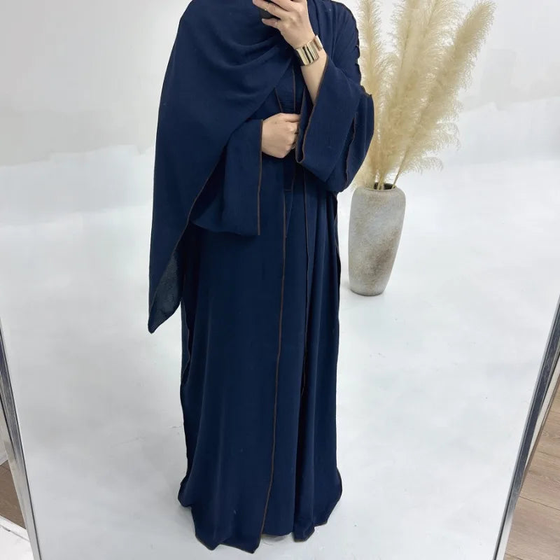 Muslim Abaya3 Pieces Dress for Women Arab Plain Hijab Ramadan Islamic.