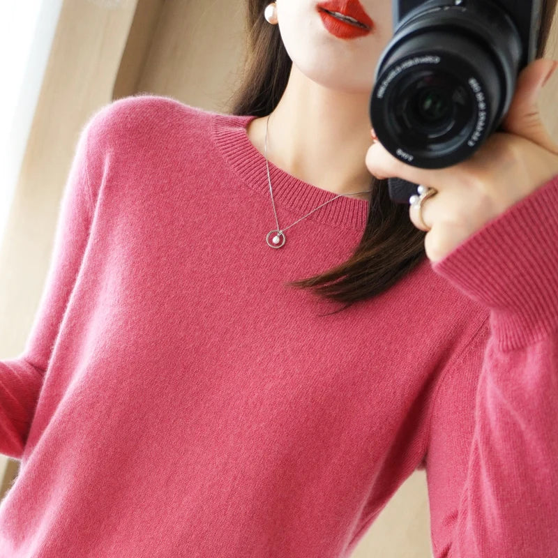 Frauen Pullover Herbst Winter Lange Hülse O-ansatz Pullover Warme Bodenbildung Shirts Koreanische Mode Pullover Strickwaren Weiche Jumper.