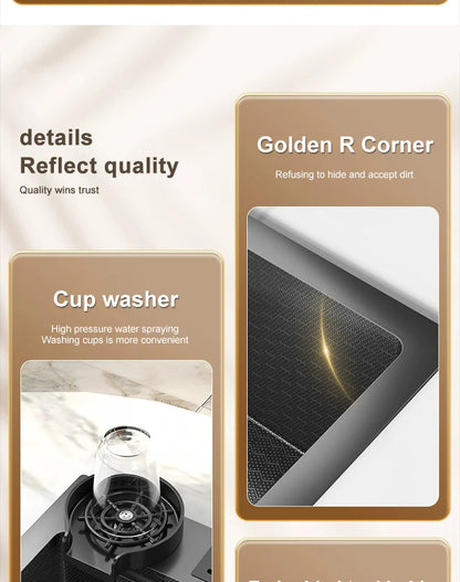 Large Single Slot Embossed Stainless Steel Waterfall Kitchen Sink  Household Wash basin Dishwashing  Sink For Kitchen