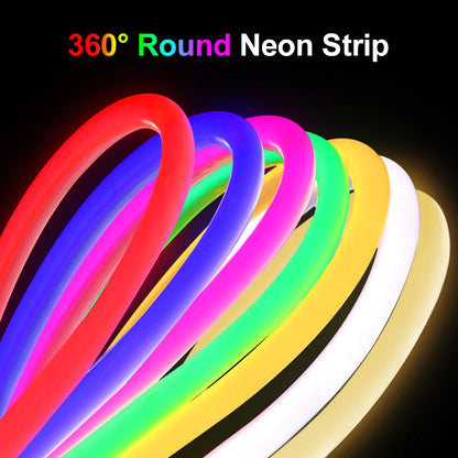360 Round Tube 220V Flexible Rope Light 120leds/m LED Neon Light Strip  Cold White/Natural White/Red/Green/Blue/Pink Waterproof.