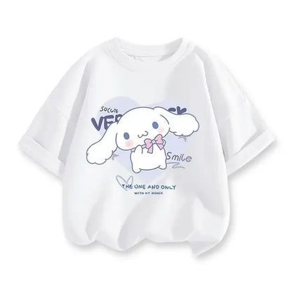 2024 New Summer COTTON T shirt Girls Boys Cinnamoroll T shirt Cartoon Print Kids T-Shirts Children Girls Tops Clothes