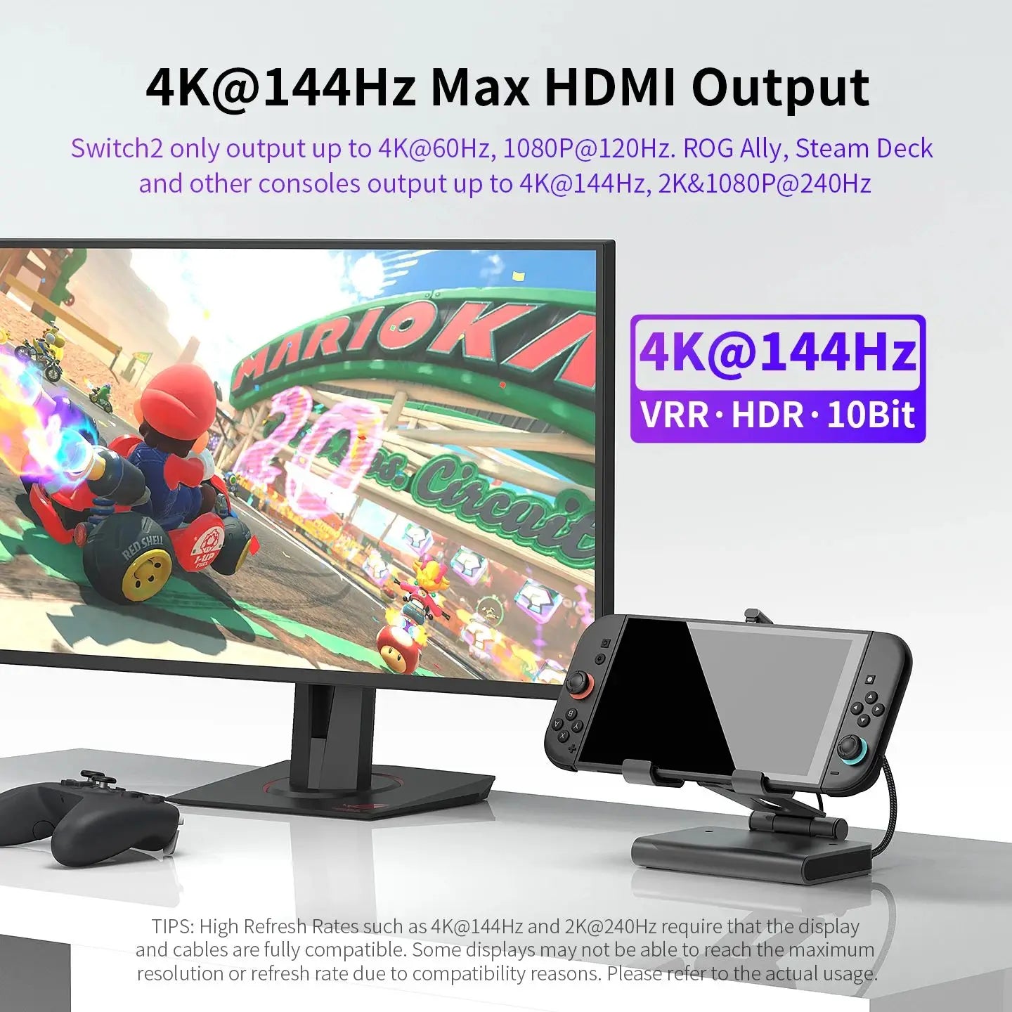 6 In 1 Rgb Dual Fans Docking Station for Rog Ally Steamdeck Game Console Dock Adjustable Height Dock Bracket with Hdmi 4K 60Hz.