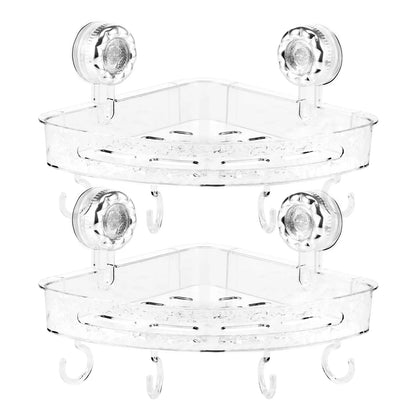 2Pcs Dusche Ecke Regal Wand Saugnapf Lagerung Rack Kein Bohrer Bad Shampoo Kosmetische Veranstalter Halter