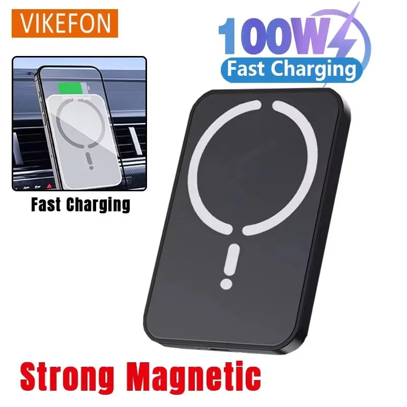 100W Magnetic Wireless Car Charger Air Outlet Phone Holder for iPhone 16 15 14 13 12 Pro Max Fast Wireless Car Charging Station.