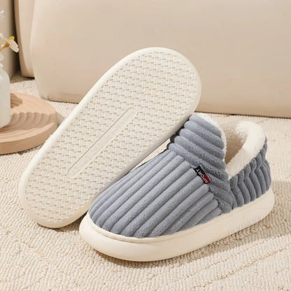 Bebealy New Winter Men Slippers Warm Cotton Shoes Men Indoor Fluffy Fuzzy Men Boots Outdoor Nonslip House Ankle Boots Shoes Men.
