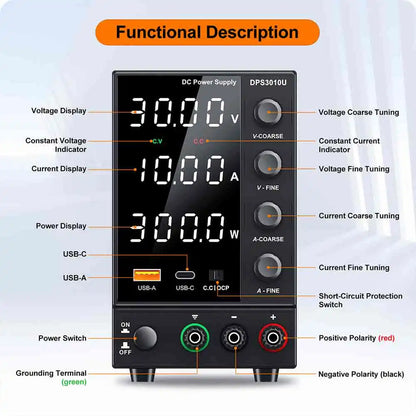 Adjustable DC Power Supply 30V 5A 10A 60V 120V 3A LaboratoryBench Power Source Switching Stabilized LCD Power Supply regulator.