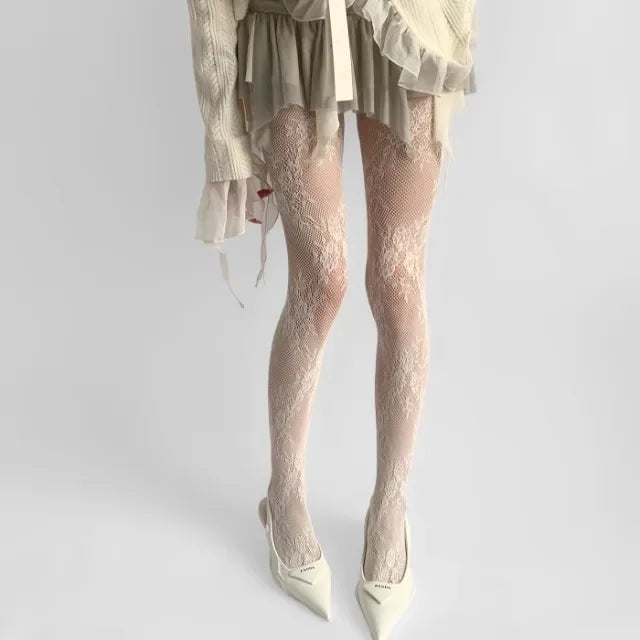 2025 New Tights Women Sexy Lace Floral Thigh High Stockings Pantyhose Lingerie Hosiery Mesh Fishnet Stockings Women Tights