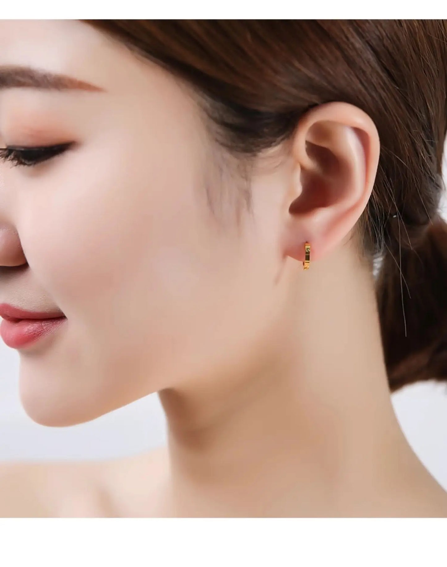 Trend Ear loops Shining Real 18k Gold Ear Buckle for Woman High-quality Luxury AU750 Earring Party Banquet Fine Jewelry.