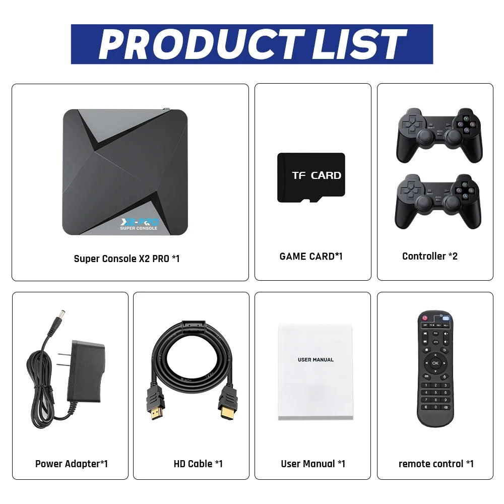 KINHANK Retro Video Game Console Super Console X2 Pro with 90000 Video Games for PS1/DC/MAME/SS with Gamepad Kid Gift Game Box.