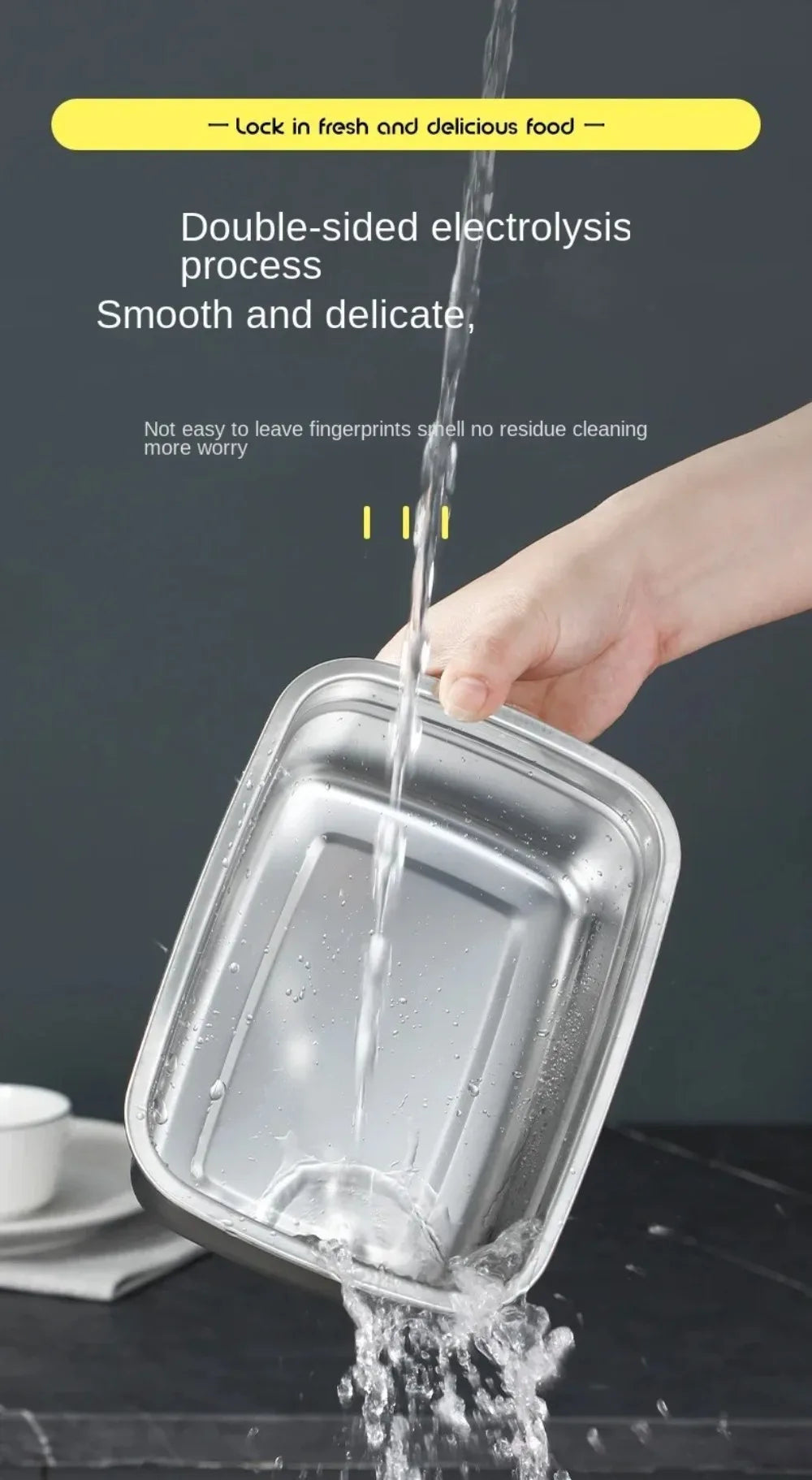 Stainless Steel Camping Lunch Box Sealed Leak-proof Bento Box Microwave Suitable Large Capacity Refrigerator Freezer Storage Box.