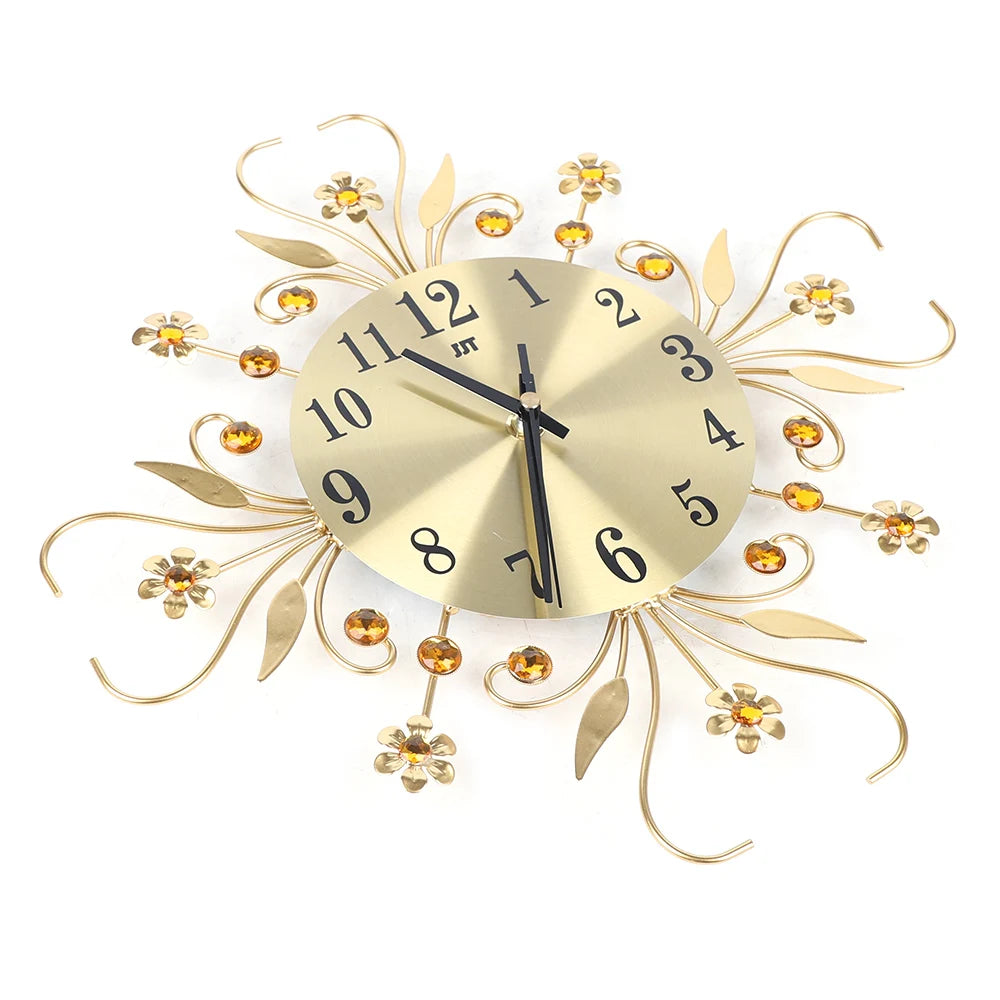 13,62 Zoll große Metall-Wanduhr, Gold, moderne Wanduhr ohne Ticking-Lärm, batteriebetrieben, dekorativ für Wohnzimmer