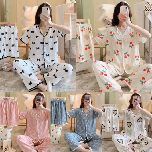 2023 neue Damen dreiteilige Pyjamas Frauen bedruckte Pyjamas Home Sets Pyjama Sets süße Mädchen Homewear.