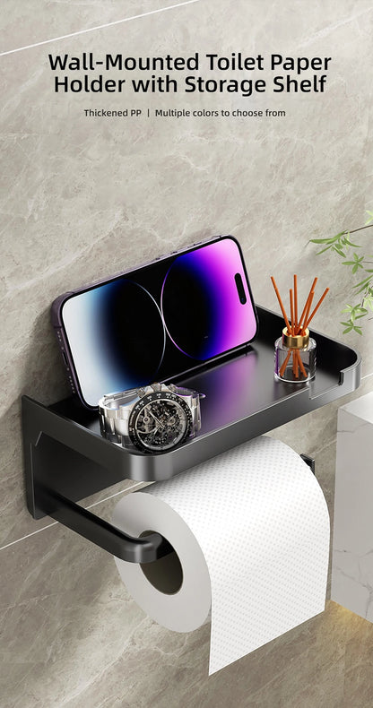 1 Stück wandmontiertes Aufbewahrungsregal, Toilettenpapierhalter, No-Punch Roll Organizer – Badezimmer-Aufbewahrungszubehör