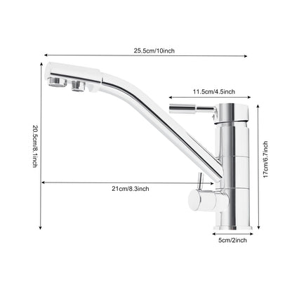 3 in 1 Water Filter Tap 360° Rotatable Three-Way Kitchen Faucet Osmosis System Tap Kitchen Water Filter Fitting 22*20cm