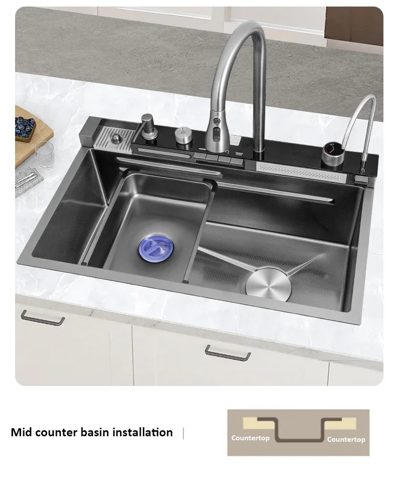 Wvier multifonction Whale Shaped Large Sink rubinetto cucina lavello cosas para casa waterfall kitchen-sink