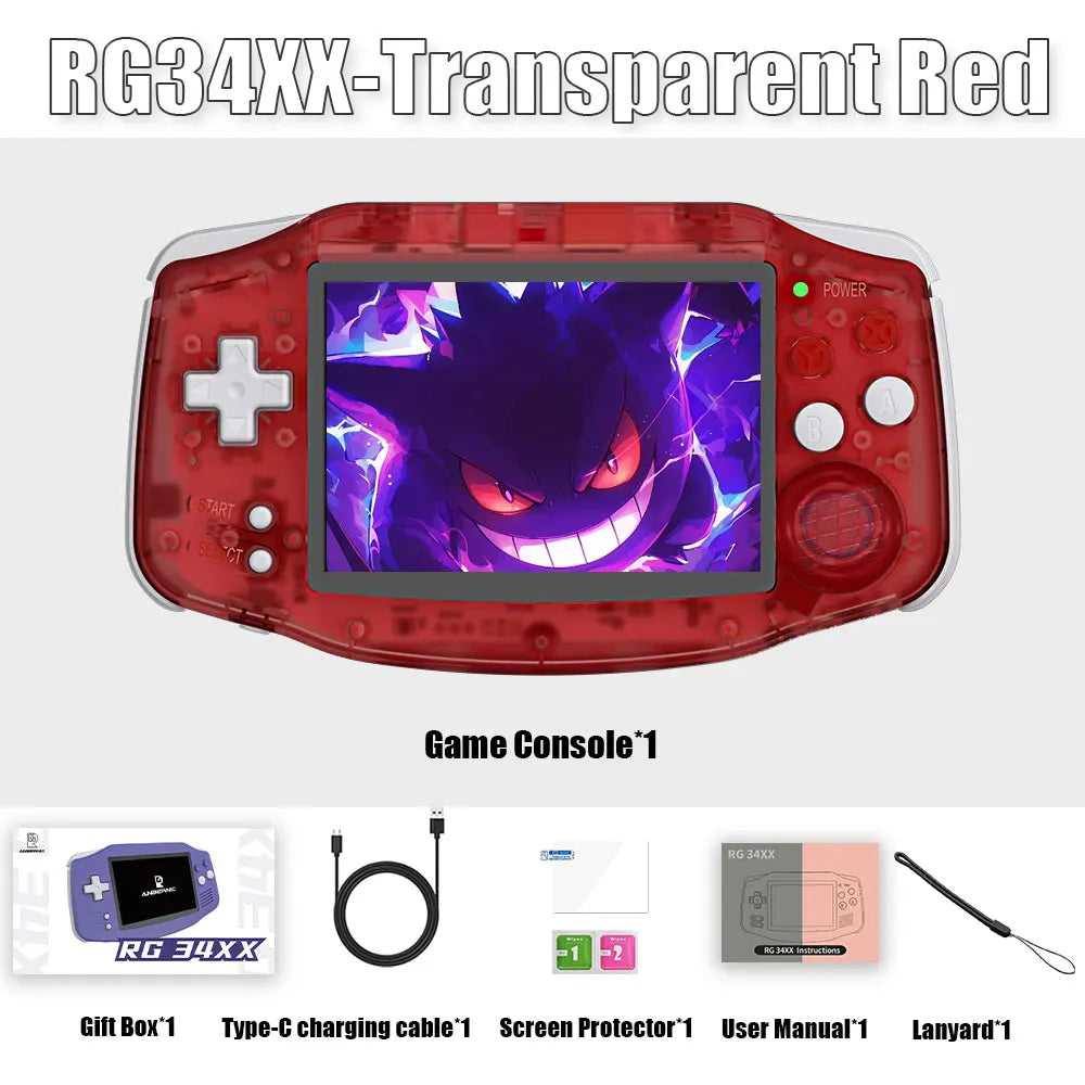 ANBERNIC RG34XX 64Bit Retro Handheld Game Player 3.4-inch IPS Screen HD-Out Portable Game Console 3500mAh streaming With APP.