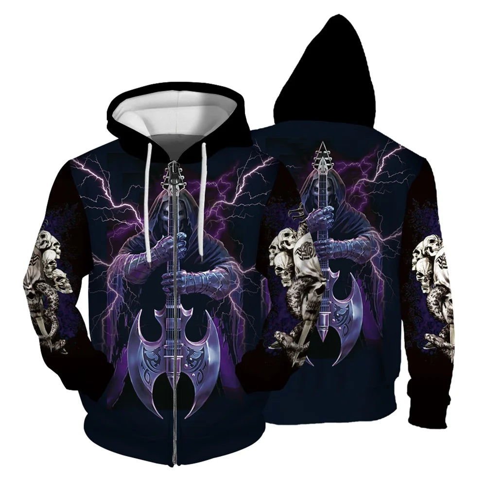 Autumn Sweatshirt New In Hoodies & Sweatshirts Comfortable Fashion Skull Print Keep Warm Clothing Man Hoodie Men's Clothing Tops.
