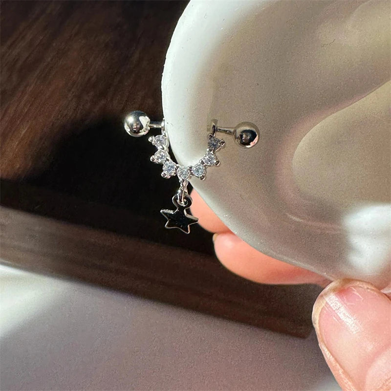 1 PCS Star Silver Color 316L Stainless Steel Ear Bone Nail for Women New Fashion Allergy Prevention Jewelry Gifts.