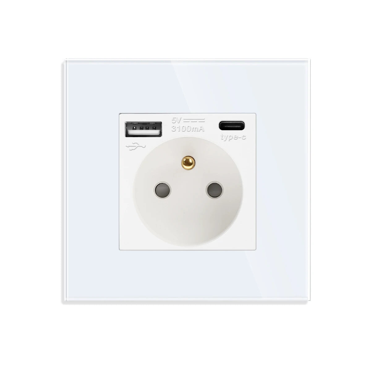 Frankreich Standard Doppelsteckdosen Französische Typ-C-Steckdosen 110-250 V Glasscheibe USB-Ladeanschluss Elektrischer Stecker Heimwerker.