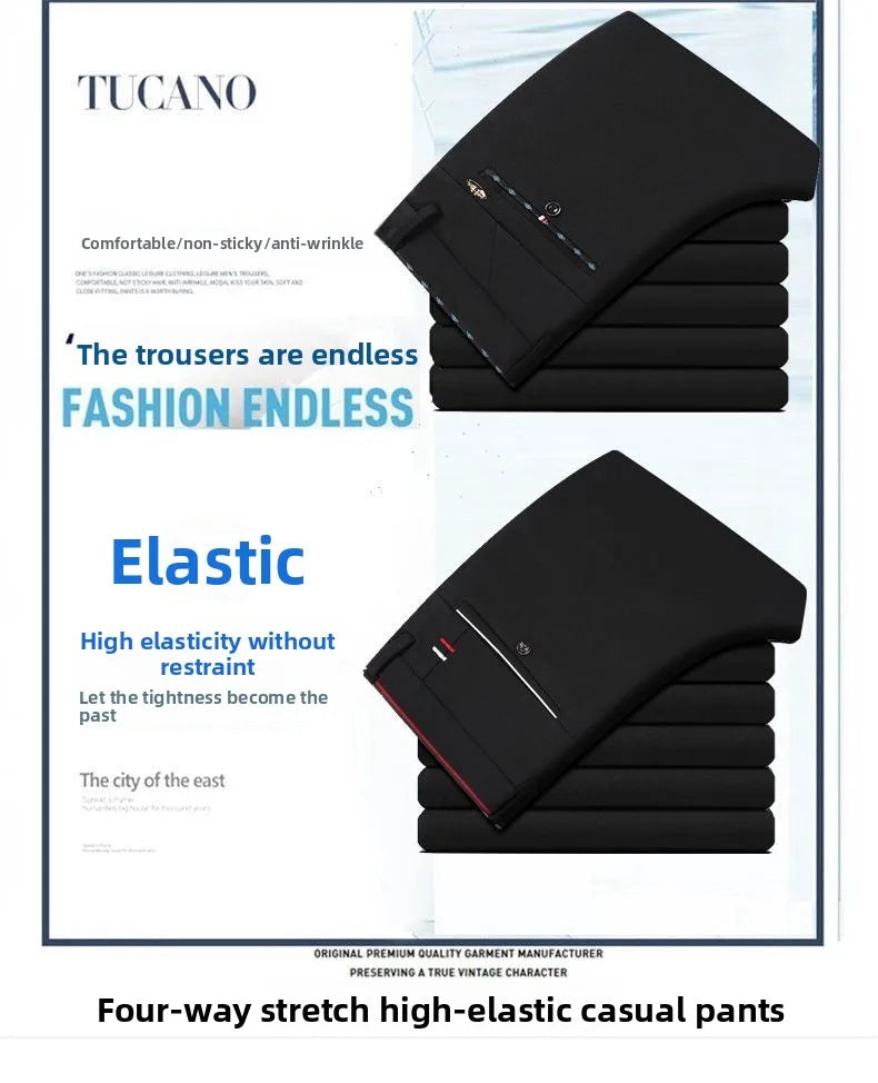 Men's Travel Dress Pants Stretch, No Iron Required Business Trousers, British Classic Slim Fit Lightweight Office Work Pants.