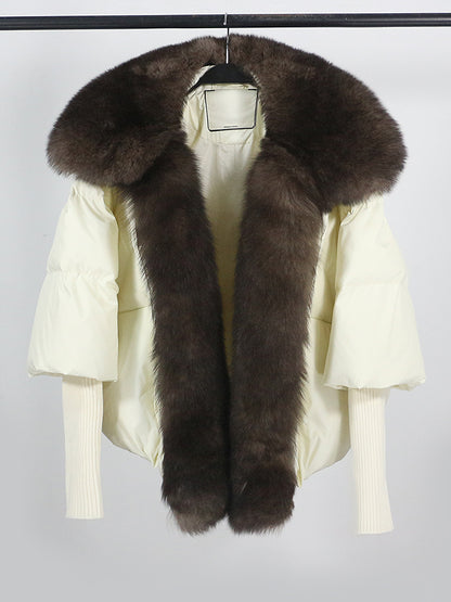 Lose Natürliche Echt Fox Pelz Kragen Mantel Dicke Neue Europäische Mode Weiße Ente Unten Jacke Winter Frauen Warme Luxus Oberbekleidung