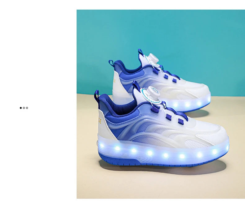 Two Wheels Children's Led Light Roller Skate Shoes For Kids Boys Girls Glowing Sports Luminous Sneakers Skateboard USB Charging.