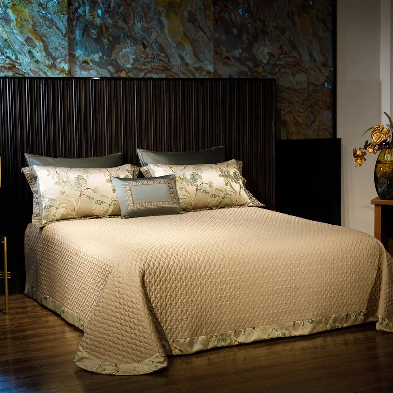 Luxury Satin Jacquard Egyptian Cotton 4/6/10Pcs European Palace Wedding Bedding Set Silky Duvet Cover Set Bed Sheet Pillowcases.