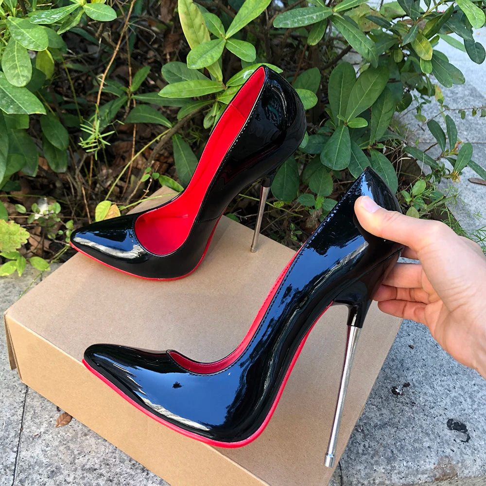 Customize 16cm Extreme Metal High Heels Stilettos Sexy Women Solid Black Red inside Pumps Party Unisex Man Shoes Crossdresser.