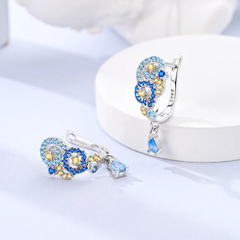 2025 New 925 Sterling Silver Hoop Earrings Flowers Zircon Drop Earrings Stud For Woman Fine Birthday Wedding Party Jewelry Gifts.