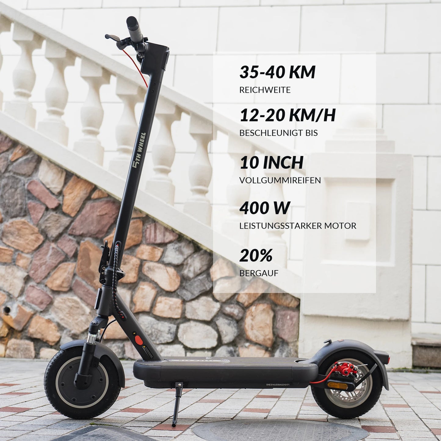 5TH WHEEL ES14 （ABE)Adult E-Scooter 400W Motor 48V 7.5AH Battery City Electric Scooter 10" Solid Tires Foldable EScooter.