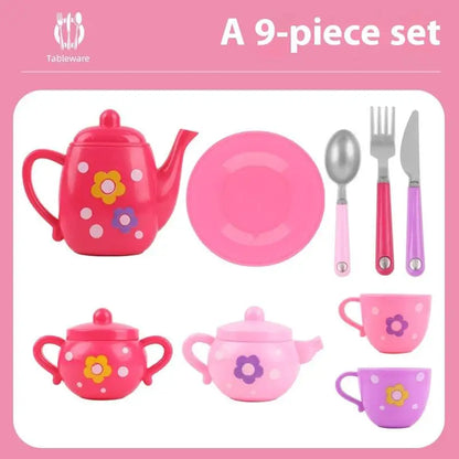 1 Set Plastic Teapot Teacup Food Pretend Play Toy Kids Simulation Tea Kit Kitchen Afternoon Tea Toys For Boy Girl Birthday Gift.