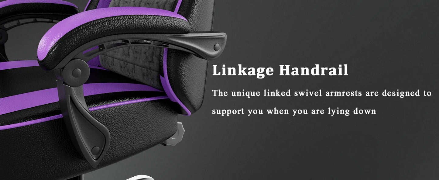 Gaming-Stuhl mit Taschenfederkissen und Fußstütze, ergonomischer Computerstuhl für Erwachsene, atmungsaktiver Spielstuhl aus PU-Leder, Adj