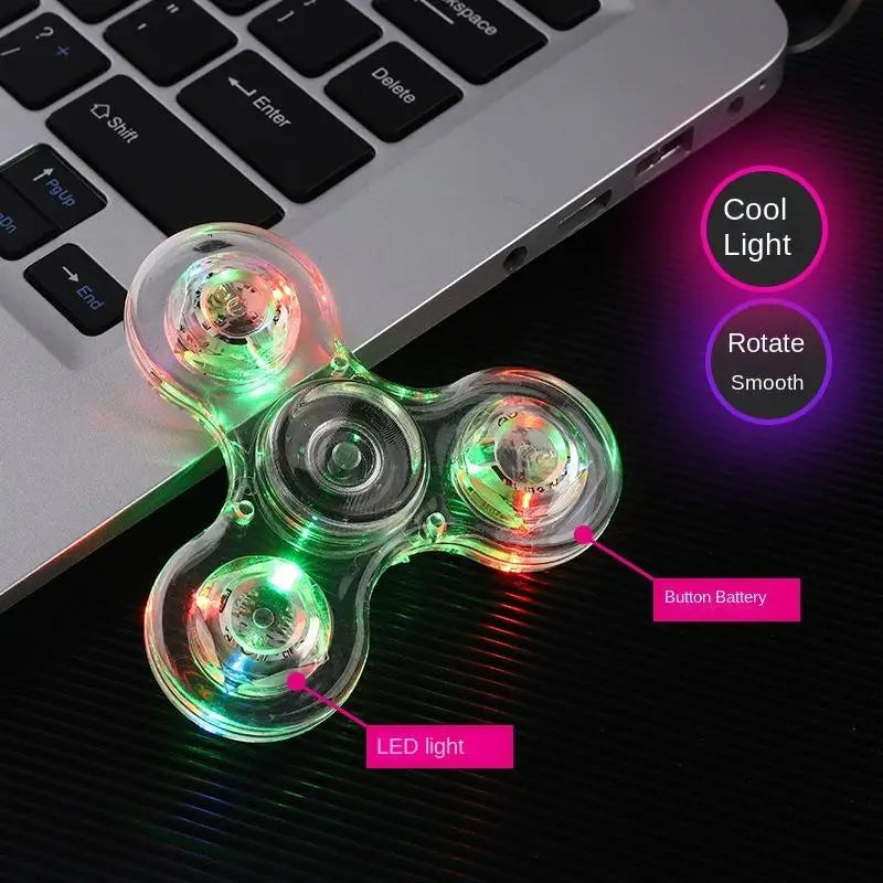 LED Finger Spinner Transparent Crystal LED Light Colourful Light-up Finger Spinner Pvc Material Finger Spinner Toys.