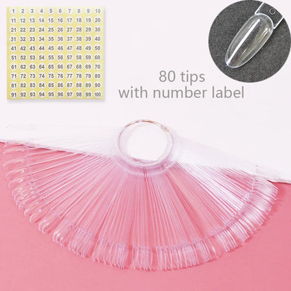 80/50/20pcs Nail Display Sticks Nail Swatch False Nail Tips Nail Gel Polish Practice Clear Display Board for Nail Art Tools