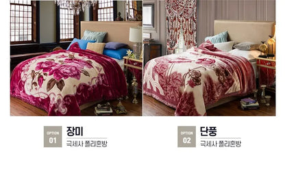 Winter Quilt Thick Warm Fluffy Blankets Super Soft Raschel Stitch Double Layer Winter Mink Throw Fat Quilts Double Size Blanket.